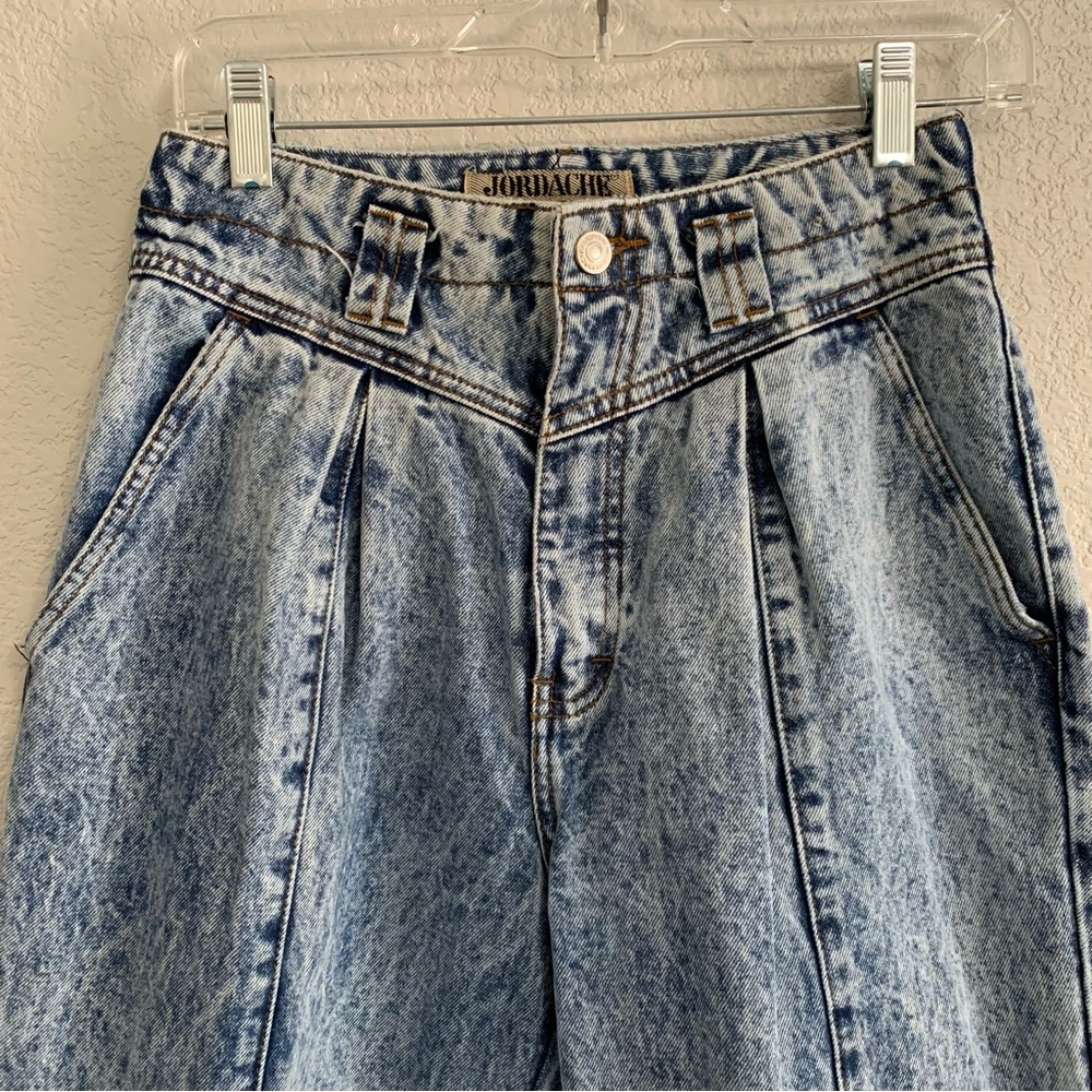 Vtg Jordache Jeans Womens 8 Acid Wash Bare Back Pleated High Rise Tapered Baggy - Picture 3 of 16